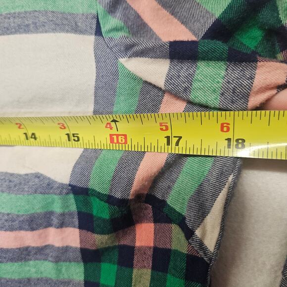 J. Crew Mercantile Green and Pink Plaid Flare sleeve top - Picture 4 of 8